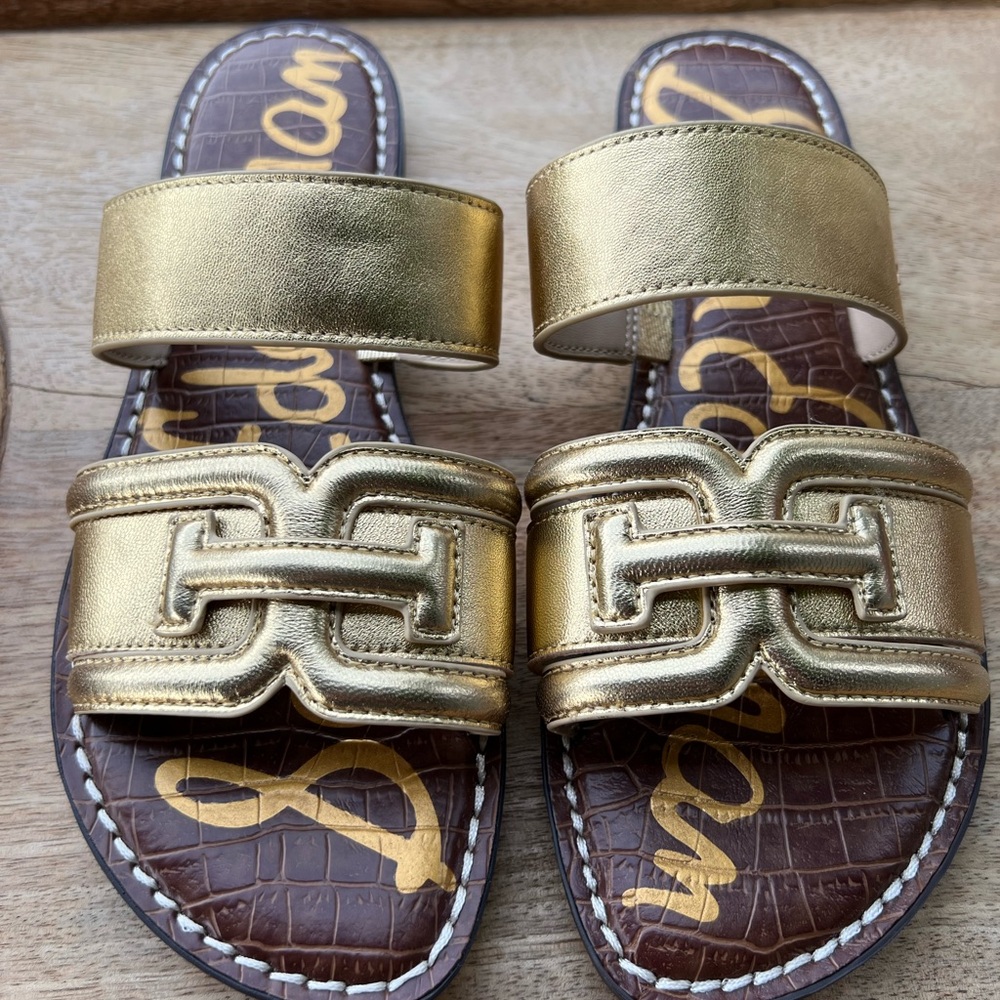 Sam Edelman Metallic Gold Slide Sandals